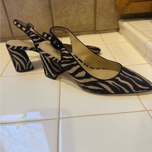 Ann Taylor Black and Tan Patterned Heels